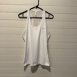 Under Armour Womens HeatGear Racerback Mesh Tank Top White Large